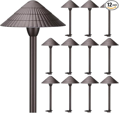 LEONLITE 12-Pack 5CCT LED Low Voltage Landscape Lights, 3W Cast-Aluminum 12-24V Pathway Lights, 1800K-5000K IP65 Path Lights, ETL Listed Landscape Lighting Wired for Yard Lawn, Oil Rubbed Bronze