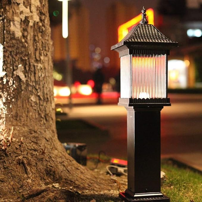 LaseVe Lights Outdoor IP55 European Black Die-cast Aluminum Garden Lawn Pillar Light Square Outdoor Waterproof | Lumora