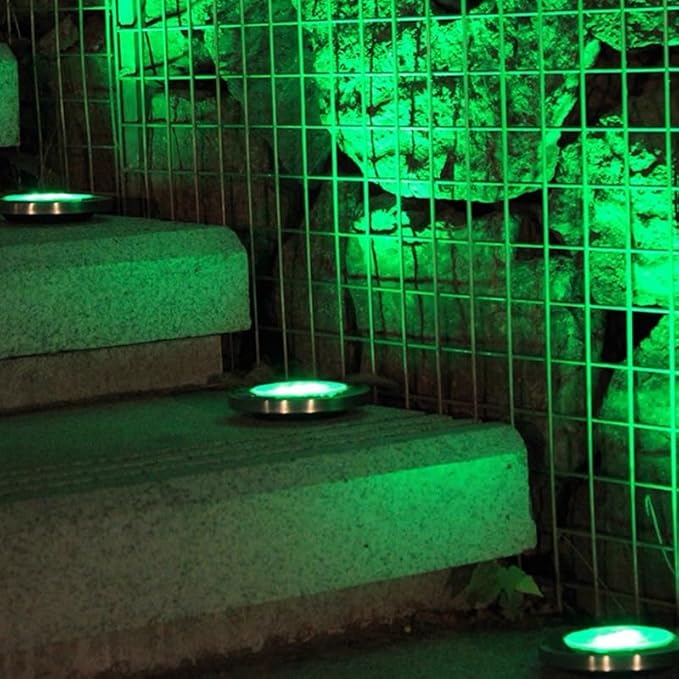 JT Morolux Solar Ground Lights, LED Disk Lights, White, Waterproof Outdoor Path Lights for Garden, Lawn, Walkway, Driveway (Multi-Color, 8)