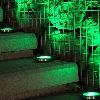 JT Morolux Solar Ground Lights, LED Disk Lights, White, Waterproof Outdoor Path Lights for Garden, Lawn, Walkway, Driveway (Multi-Color, 8)