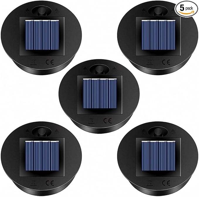 5 Pack Replacement Solar Light Parts(Top Size 2.76 Inches, Bottom Size 2.36 Inches),7 Lumens Warm White LED Waterproof