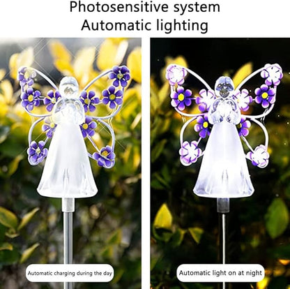 YWBL-WH 2PCS Angel Solar Lights LED Solar Garden Stake Lights Outdoor Garden Angel Decoration ()