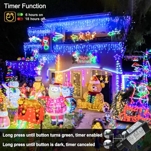 Blue Christmas Lights Outdoor Icicle Lights for Outside House 66ft 640 LED