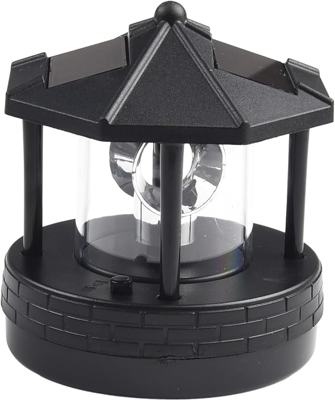 Solar Rotating Lighthouse Solar Powered Lighthouse Outdoor Lawn Light for Garden Yard Outdoor Decor(Black)