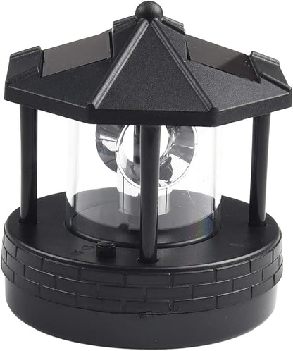 Solar Rotating Lighthouse Solar Powered Lighthouse Outdoor Lawn Light for Garden Yard Outdoor Decor(Black)