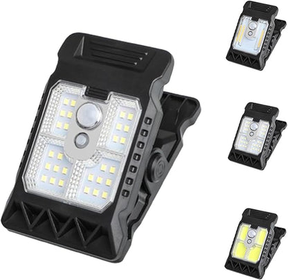 Clamp on Solar Motion Light, Clip On Solar Motion Sensor Light Outdoor, Portable,Waterproof, 3 Modes 3 Mounting Ways, Outdoor Led Lights for Fence, Wall, Garage, Patio Umbrella (#B,1PC)