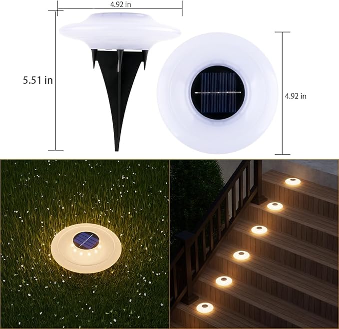 4 Pack Solar Ground Lights Outdoor Waterproof，Pathway Lights for Garden, Courtyard, Terrace, Balcony, Garden and Lawn.