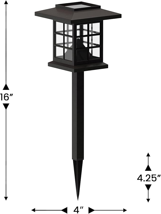EMMA + OLIVER Compton 8 Pack Brown Lantern Solar LED Outdoor Lights, Solar Powered Weatherproof Landscape Lighting for Pathway, Garden, Driveway & Yard
