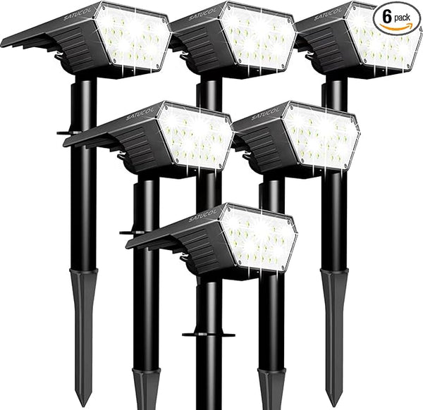 6 Pack Solar Spot Lights Outdoor,Auto On/Off Solar Lights Outdoor Waterproof IP65,2-in-1 Solar Powered Outdoor | Lumora