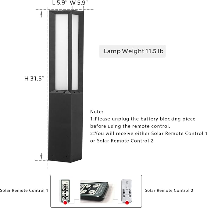 Solar Landscape Path Light, 32 Inches Modern Outdoor Bollard Lighting, Aluminum 3W 350LM Luxury LED Lights for Lawn, Patio, Courtyard and Driveway Decoration