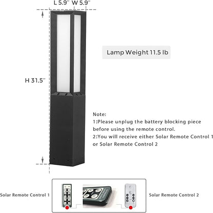 Solar Landscape Path Light, 32 Inches Modern Outdoor Bollard Lighting, Aluminum 3W 350LM Luxury LED Lights for Lawn, Patio, Courtyard and Driveway Decoration