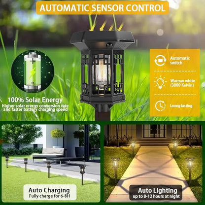 2Pack Solar Pathway Lights Outdoor，LED Solar Garden Lights Waterproof IP44 Outdoor Solar Lights for Yard Path Lawn Walkway Driveway Backyard