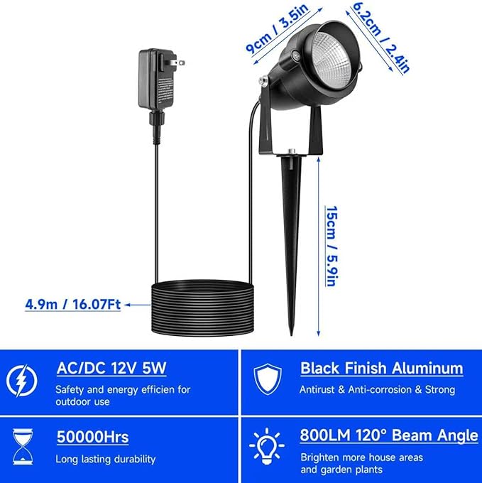 Christmas Outdoor Spot Lights, 12V Color Changing Landscape Lighting with Remote & Timer (4H/6H/8H), IP65 Waterproof Aluminum RGB Spotlights for Garden, Yard, House, Pathway Decor (1 Lights)