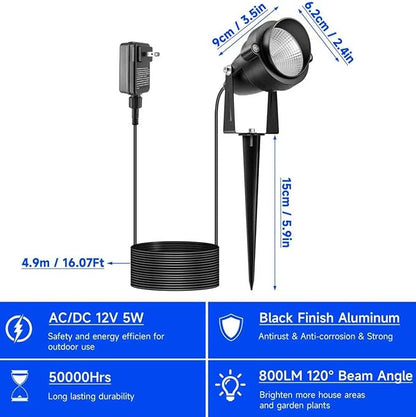 Christmas Outdoor Spot Lights, 12V Color Changing Landscape Lighting with Remote & Timer (4H/6H/8H), IP65 Waterproof Aluminum RGB Spotlights for Garden, Yard, House, Pathway Decor (1 Lights)