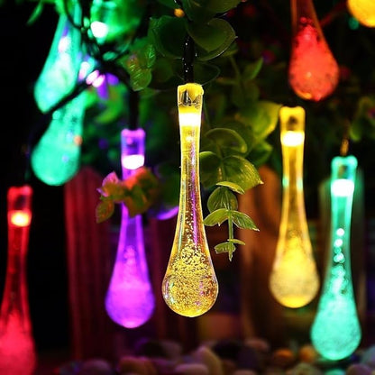 Solar String Lights 20ft 30 LED Water Drop Solar String Fairy Waterproof Lights for Halloween, Christmas, New Year, Valentine, Patio, Party, Wedding Decorations(Multicolor)