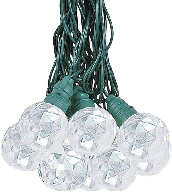 10 Foot LED G40 Sparkle Outdoor Patio String Lights with 10 Pure White Globe Bulbs – Market Bistro Café Hanging | Lumora