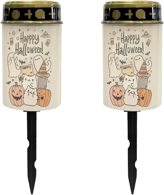 Halloween Cemetery Lights for Grave Memorial Solar Lights for Graves Solar Light for Cemetery 2 Pcs Grave | Lumora