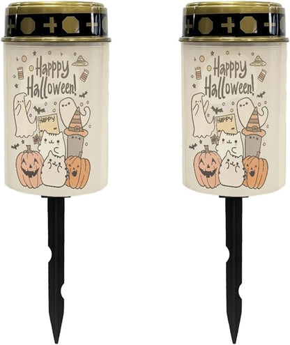 Halloween Cemetery Lights for Grave Memorial Solar Lights for Graves Solar Light for Cemetery 2 Pcs Grave Waterproof Solar Lights Outdoor