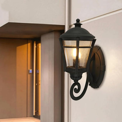 Modern Black Outdoor Wall Sconces,Retro Industrial Lights,Die- Alumiexpression Artistique M Villa Fence Door Pillar Lamp,with S Lampshade Garden Light Front Porch E26/27 Base