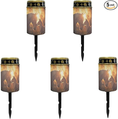 Sunset Horses Solar Garden Lights Outdoor Waterproof,Solar Lights-Horses Garden Stake Lights,Outdoor Pathway Lights for Yard Patio Driveway LED Lantern Landscape Lighting