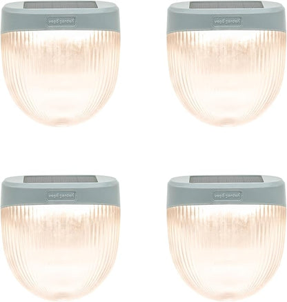 Vego garden Rippled Solar Garden Lights with Auto Sensors Magnetize Securely to Raised Beds, IPX4 Waterproof Outdoor LED Light for Patio & Yard Pebble Gray, 4 Pack