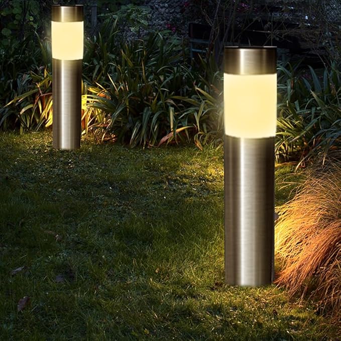 2 Pack Solar Pathway Lights Outdoor, Modern Design Waterproof Solar Landscape Lighting, Bright Garden Lights for Patio Lawn Yard Walkway Driveway (Warm White) (White Light)