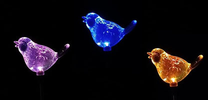 Starry Illuminate 3 PCS Solar Color Changing Style Garden Stake Light Pathway Stake Light (Bird)