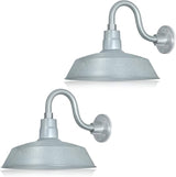 14in. Galvanized Finish Outdoor Gooseneck Barn Light Fixture with 10in. Long Extension Arm - Wall Sconce Farmhouse | Lumora
