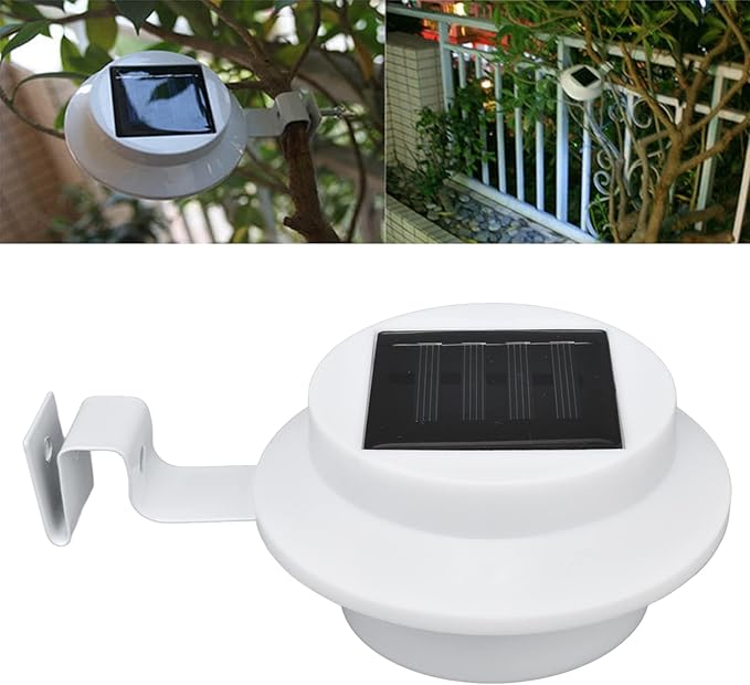 White Solar Powered Gutter Lights, Solar Gutter Lights Outdoor Decorative Waterproof Led Fence Lamp for Lighting Railing Outside Wall Deck Garden Path Backyard Sidewalk Yard Patio