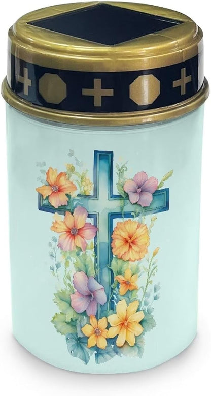 Crucifixion Solar Lights Outdoor Cemetery Bird Cemetery Solar Lights with Floral Solar Lights Outdoor Cemetery Decorative Solar Garden Stake Lights Sympathy Memorial Lights