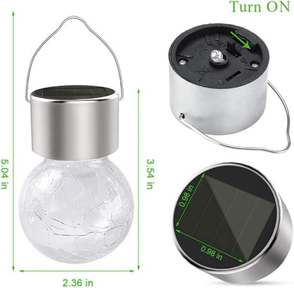 Hanging Solar Powered Warm White LED Light, Cracked Glass Ball Light, Waterproof Outdoor Christmas Decorative Lantern for Garden, Yard, Patio, Lawn (Single Color, 1)