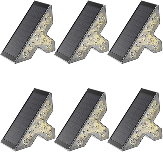 Solar Stair Lights Outdoor Waterproof 3000K, Triangle LED Step Lights for Outside, Solar Powered for Steps, Deck, Patio, Yard, Garden, Porch, Pathway, IP65 Outdoor Lighting Decor (Warm White, 6 Pack)