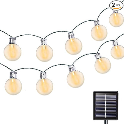 Vigdur Solar String Lights Outdoor, 2 Packs 7Ft Globe Multicolor String Lights with 15 Plastic Shatterproof LED Bulbs, Hanging Outdoor Patio Lights for Outside Backyard Porch Balcony Party