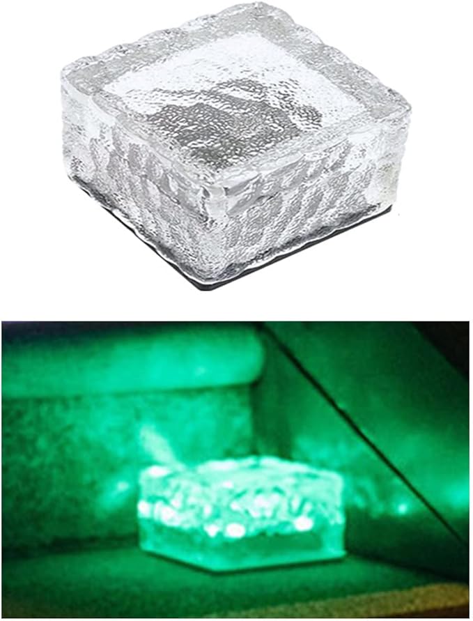 Outdoor Ice Cube Bricks Rocks Lights Solar Powered LED In Ground Pathways Patio Yard Garden Glow Lights Decor