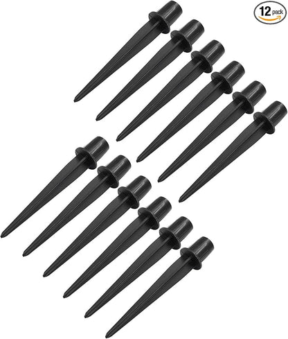 Biaungdo 12 Pcs Ground Spike, 8.25 Inch Black Reinforced Plastic Ground Spikes ABS Lights Replacement Stakes Yard Stakes for Solar Pathway Torch Garden Lights