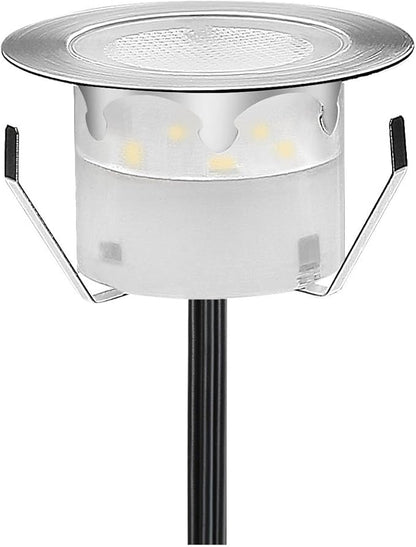 1 Pack Low Voltage LED Deck Lighting Kit Stainless Steel 0.2W~0.5W Waterproof Outdoor Yard Garden Decoration Lamps Landscape Pathway Patio Step Stairs RGB LED In-ground Lights(Silver Border,RGB)