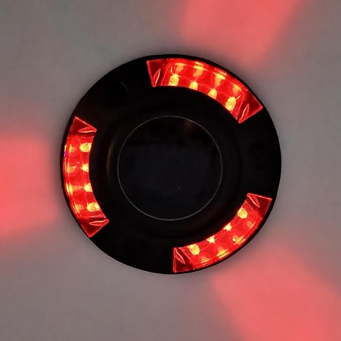 Fafeicy Solar Driveway Marker Light Aluminium Alloy Solar Powered Outdooor IP68 LED Road Studs Lamp for Sidewalk Pathway (Red Light)