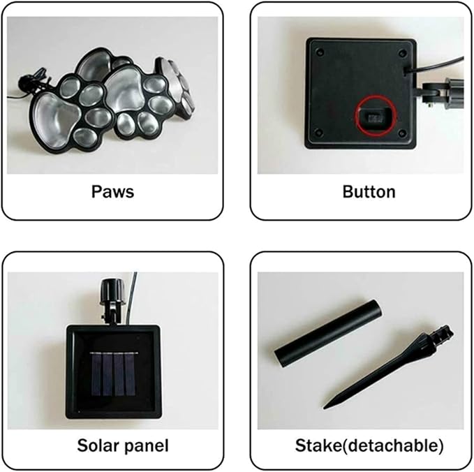 Generic Paw Print Solar Light, Outdoor, Warm Light, Waterproof, 4 in 1, Pathway Lighting for Patio, Lawn, Yard