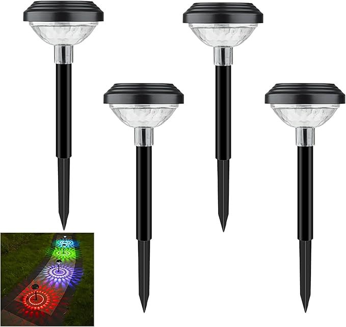 4 Pcs Outdoor Solar Lights, Solar Pathway Lights, Outdoor Solar Garden Lights with 2 Modes, Solar Ground Light, Landscape Path Lights, Solar Lights for Garden Decoration Lawn Patio Yard