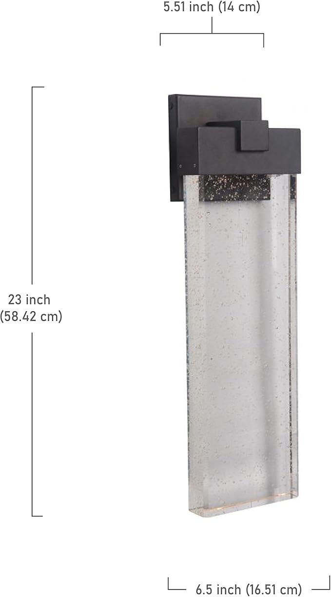 Craftmade Z1624-SA-LED Aria Crystal Outdoor LED Wall Sconce, Satin Aluminum 1-Light (7"W x 23"H) 12 Watts