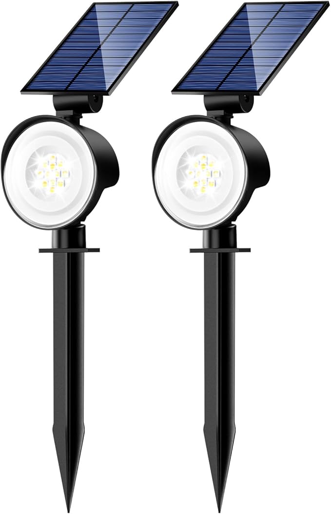 nipify 2 Pack Solar Lights Outdoor Waterproof, 3 CCT Solar Spot Lights with 2 Brightness Landscape Spotlights for Outside Garden Yard Trees