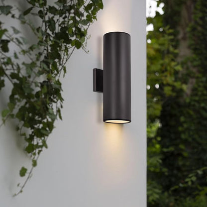 Kira Home Enzo 16" 2-Light Modern Indoor/Outdoor Wall Sconce, Weatherproof Up Down Light, Cylinder Metal Shade + Oil Rubbed Bronze Finish