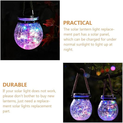DOITOOL 2 Pcs Solar Lights Replacement Top, 3.14 Inchwaterproof Solar Fairy Lights Jar Lids String Parts for Outdoor Watering Can Hanging Lanterns Patio Yard Garden Wedding Decoration