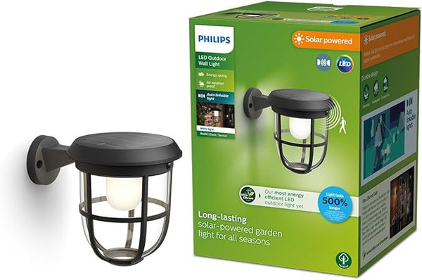 Philips Solar LED 1-Pack Ultra-Efficient Wall Lantern - Radii, Dusk to Dawn, Automatically Linkable, Daylight and | Lumora