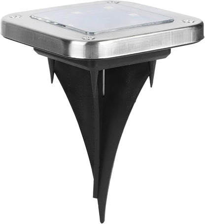 4 Pack 8 LED Solar Buried Ground Lights, Outdoor Solar Pathway Lights, Warm White Underground Garden Lamp with Stainless Steel Housing for Walkways Driveways Lawns