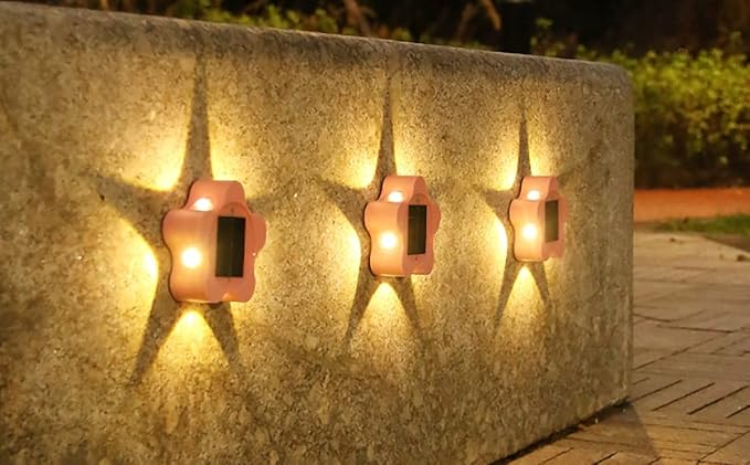 Ulalaza 3Pcs Solar Decking Lights RGB+ Changing Solar Step Lights Outdoor Waterproof Stair Lights for Fence, Deck Patio, Front Door, Stair, Yard & Driveway Path Warm White