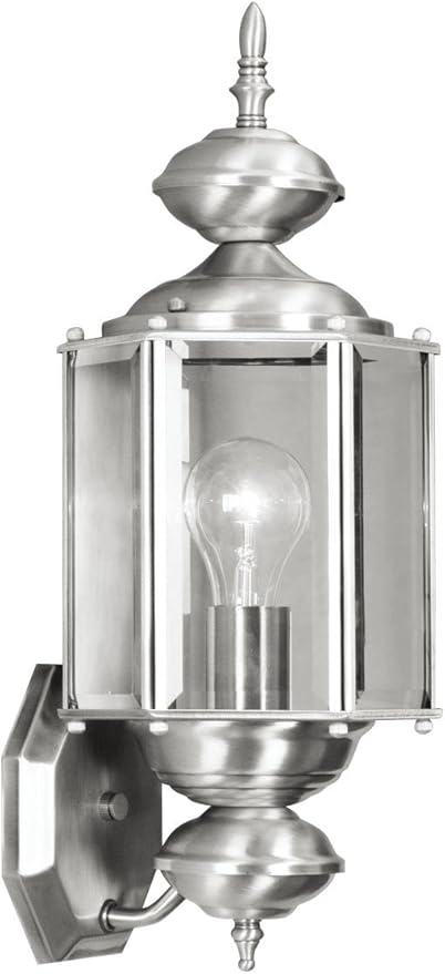 Livex Lighting 2006-91 Outdoor Wall Lantern with Clear Beveled Glass Shades, Brushed Nickel | Lumora