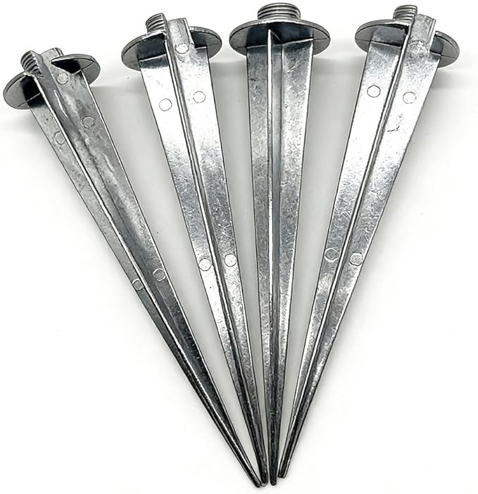 4pcs 6.5 Inches Reinforced Ground Spikes Landscape Lighting Stake Solar Lights Spike Die-cast Aluminum Lights Replacement Stakes Ideal for Solar Pathway Lights Garden Lights Torch Lights (Aluminum)