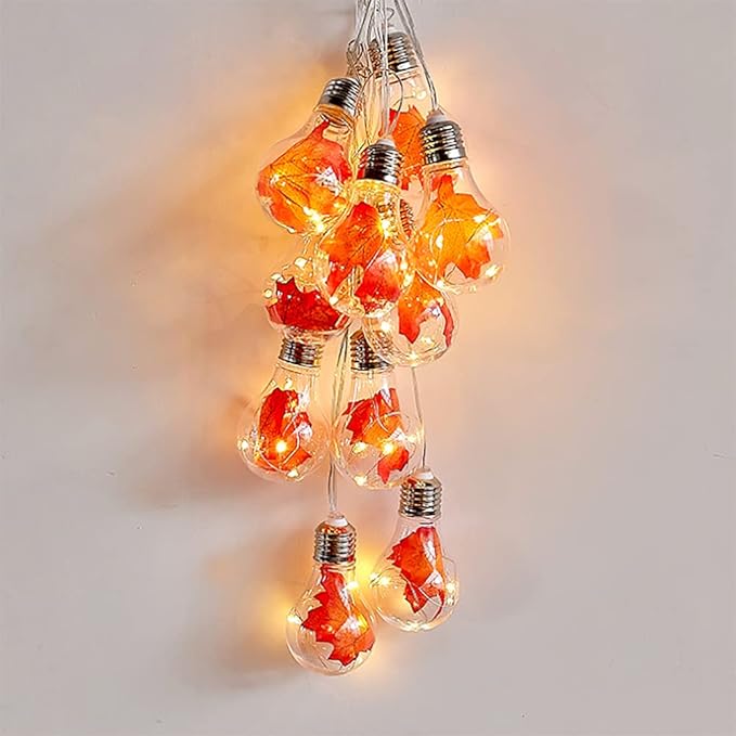 Maple Bulbs String Lights,10 LEDs Clear Bulb Lights Battery Powered-Indoor/Outdoor Fairy Lights for Patio,Café Bars,Garden Bedroom Pergola Umbrella Wedding Party Decoration