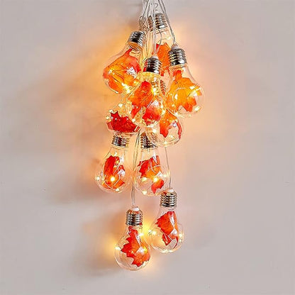Maple Bulbs String Lights,10 LEDs Clear Bulb Lights Battery Powered-Indoor/Outdoor Fairy Lights for Patio,Café Bars,Garden Bedroom Pergola Umbrella Wedding Party Decoration